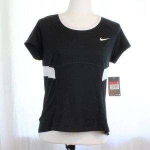 NWT Nike Women's Dri-Fit Tee Large Tennis Black White Short Sleeve Sports CA197